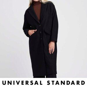 Willow Wool Cocoon Coat in Black (L)